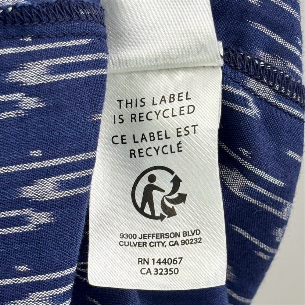 Outerknown Dress Womens Blue White Ikat Midi Sleeveless Elastic- NEW - Picture 7 of 7